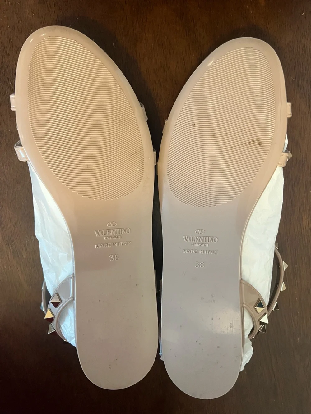 Valentino Rockstud Nude/Taupe Gladiator Sandals